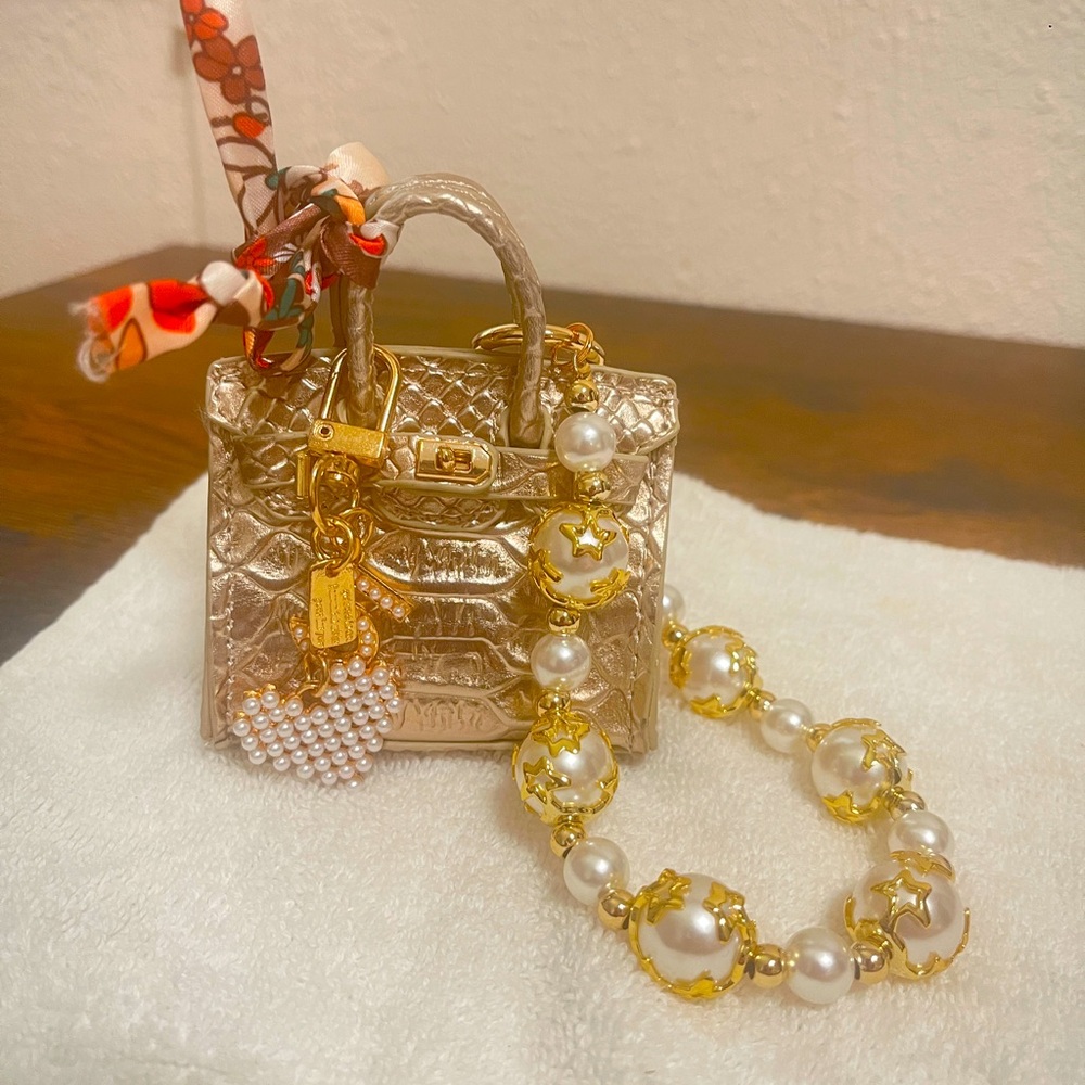 Mini bag Golden Real Leather bag.